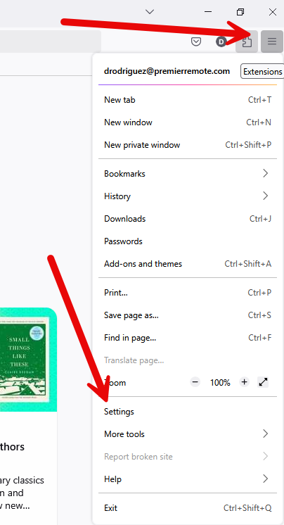 Open Firefox Settings