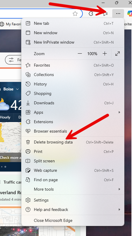 Delete browsing data